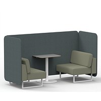 Brixworth 2 Seater Bench Booth With Table, White Legs, Grey Table With White Leg, Main Line Flax Fabric, Westminster Panels And Newbury Sofa