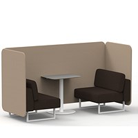 Brixworth 2 Seater Bench Booth With Table, White Legs, Grey Table With White Leg, Synergy Fabric, Affix Panels And Wed Sofa