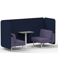 Brixworth 2 Seater Bench Booth With Table, White Legs, Grey Table With White Leg, Synergy Fabric, Alike Panels And Order Sofa