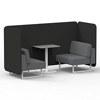 Brixworth 2 Seater Bench Booth With Table, White Legs, Grey Table With White Leg, Synergy Fabric, Mix Panels And Partner Sofa