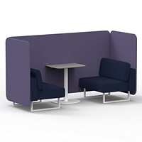 Brixworth 2 Seater Bench Booth With Table, White Legs, Grey Table With White Leg, Synergy Fabric, Order Panels And Alike Sofa