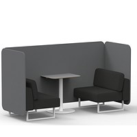 Brixworth 2 Seater Bench Booth With Table, White Legs, Grey Table With White Leg, Synergy Fabric, Partner Panels And Mix Sofa