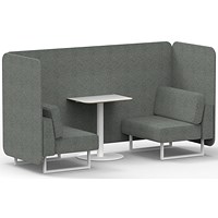 Brixworth 2 Seater Bench Booth With Table, White Legs, White Table, Rivet Fabric, Prime Panels And Sofa