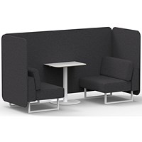 Brixworth 2 Seater Bench Booth With Table, White Legs, White Table, X2 Fabric, Arithmetic Panels And Sofa
