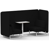 Brixworth 2 Seater Bench Booth With Table, White Legs, White Table, X2 Fabric, Diameter Panels And Sofa