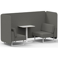 Brixworth 2 Seater Bench Booth With Table, White Legs, White Table, X2 Fabric, Number Panels And Sofa