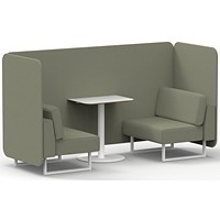 Brixworth 2 Seater Bench Booth With Table, White Legs, White Table, Main Line Flax Fabric, Newbury Panels And Sofa