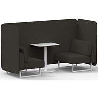 Brixworth 2 Seater Bench Booth With Table, White Legs, White Table, Main Line Flax Fabric, Temple Panels And Sofa