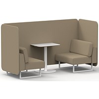 Brixworth 2 Seater Bench Booth With Table, White Legs, White Table, Main Line Flax Fabric, Upminster Panels And Sofa