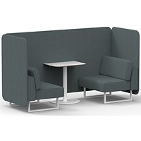 Brixworth 2 Seater Bench Booth With Table, White Legs, White Table, Main Line Flax Fabric, Westminster Panels And Sofa