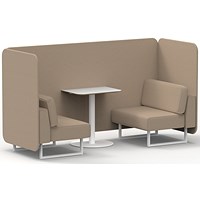 Brixworth 2 Seater Bench Booth With Table, White Legs, White Table, Synergy Fabric, Affix Panels And Sofa