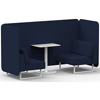 Brixworth 2 Seater Bench Booth With Table, White Legs, White Table, Synergy Fabric, Alike Panels And Sofa