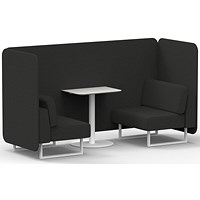 Brixworth 2 Seater Bench Booth With Table, White Legs, White Table, Synergy Fabric, Mix Panels And Sofa