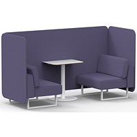 Brixworth 2 Seater Bench Booth With Table, White Legs, White Table, Synergy Fabric, Order Panels And Sofa