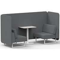 Brixworth 2 Seater Bench Booth With Table, White Legs, White Table, Synergy Fabric, Partner Panels And Sofa