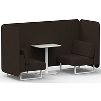 Brixworth 2 Seater Bench Booth With Table, White Legs, White Table, Synergy Fabric, Wed Panels And Sofa