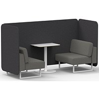 Brixworth 2 Seater Bench Booth With Table, White Legs, White Table, X2 Fabric, Arithmetic Panels And Number Sofa