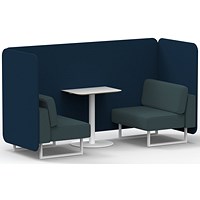 Brixworth 2 Seater Bench Booth With Table, White Legs, White Table, X2 Fabric, Calculus Panels And Polygon Sofa