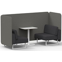 Brixworth 2 Seater Bench Booth With Table, White Legs, White Table, X2 Fabric, Number Panels And Arithmetic Sofa