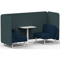 Brixworth 2 Seater Bench Booth With Table, White Legs, White Table, X2 Fabric, Polygon Panels And Calculus Sofa