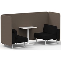 Brixworth 2 Seater Bench Booth With Table, White Legs, White Table, X2 Fabric, Theory Panels And Diameter Sofa