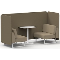 Brixworth 2 Seater Bench Booth With Table, White Legs, White Table, Main Line Flax Fabric, Bank Panels And Upminster Sofa