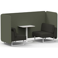 Brixworth 2 Seater Bench Booth With Table, White Legs, White Table, Main Line Flax Fabric, Monument Panels And Temple Sofa