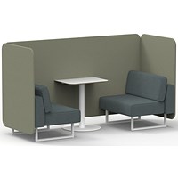 Brixworth 2 Seater Bench Booth With Table, White Legs, White Table, Main Line Flax Fabric, Newbury Panels And Westminster Sofa