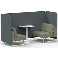 Brixworth 2 Seater Bench Booth With Table, White Legs, White Table, Main Line Flax Fabric, Westminster Panels And Newbury Sofa