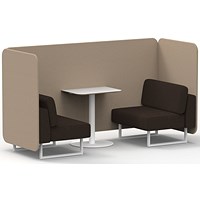 Brixworth 2 Seater Bench Booth With Table, White Legs, White Table, Synergy Fabric, Affix Panels And Wed Sofa