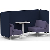 Brixworth 2 Seater Bench Booth With Table, White Legs, White Table, Synergy Fabric, Alike Panels And Order Sofa