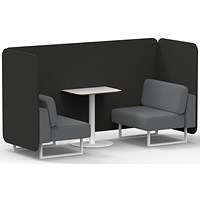Brixworth 2 Seater Bench Booth With Table, White Legs, White Table, Synergy Fabric, Mix Panels And Partner Sofa