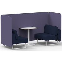 Brixworth 2 Seater Bench Booth With Table, White Legs, White Table, Synergy Fabric, Order Panels And Alike Sofa