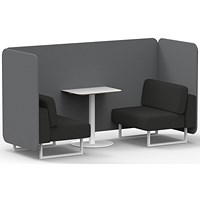Brixworth 2 Seater Bench Booth With Table, White Legs, White Table, Synergy Fabric, Partner Panels And Mix Sofa