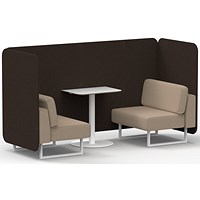 Brixworth 2 Seater Bench Booth With Table, White Legs, White Table, Synergy Fabric, Wed Panels And Affix Sofa
