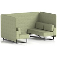 Brixworth 4 Seater Bench Booth, Black Legs, Rivet Fabric, Burnish Panels And Sofa