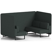 Brixworth 4 Seater Bench Booth, Black Legs, Rivet Fabric, Charcoal Panels And Sofa