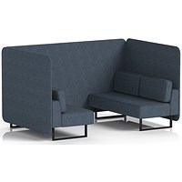 Brixworth 4 Seater Bench Booth, Black Legs, Rivet Fabric, Crucible Panels And Sofa
