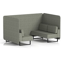 Brixworth 4 Seater Bench Booth, Black Legs, Rivet Fabric, Vitreous Panels And Sofa