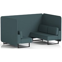 Brixworth 4 Seater Bench Booth, Black Legs, X2 Fabric, Polygon Panels And Sofa