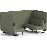Brixworth 4 Seater Bench Booth, Black Legs, Main Line Flax Fabric, Monument Panels And Sofa