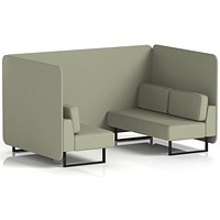 Brixworth 4 Seater Bench Booth, Black Legs, Main Line Flax Fabric, Newbury Panels And Sofa