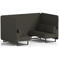 Brixworth 4 Seater Bench Booth, Black Legs, Main Line Flax Fabric, Temple Panels And Sofa