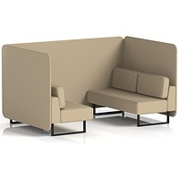 Brixworth 4 Seater Bench Booth, Black Legs, Main Line Flax Fabric, Upminster Panels And Sofa