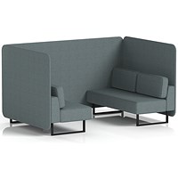 Brixworth 4 Seater Bench Booth, Black Legs, Main Line Flax Fabric, Westminster Panels And Sofa