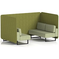 Brixworth 4 Seater Bench Booth, Black Legs, Rivet Fabric, Olive Panels And Burnish Sofa