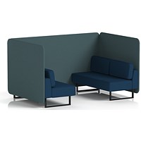 Brixworth 4 Seater Bench Booth, Black Legs, X2 Fabric, Polygon Panels And Calculus Sofa