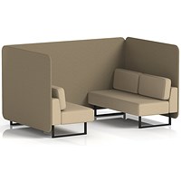 Brixworth 4 Seater Bench Booth, Black Legs, Main Line Flax Fabric, Bank Panels And Upminster Sofa
