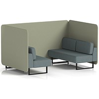 Brixworth 4 Seater Bench Booth, Black Legs, Main Line Flax Fabric, Newbury Panels And Westminster Sofa