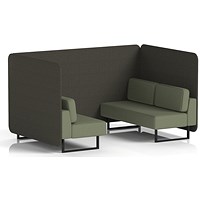 Brixworth 4 Seater Bench Booth, Black Legs, Main Line Flax Fabric, Temple Panels And Monument Sofa